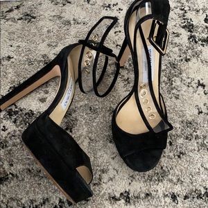 Jimmy Choo black suede platform sandals